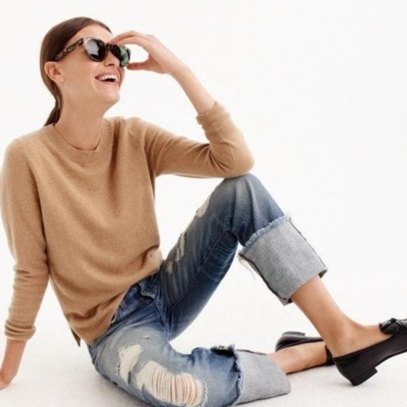 J. Crew Three Quarter Sleeve Everyday Cashmere Camel Tan Sweater XS Crewneck Top - Picture 7 of 7